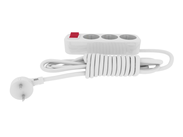 White power strip with switch 3D Model