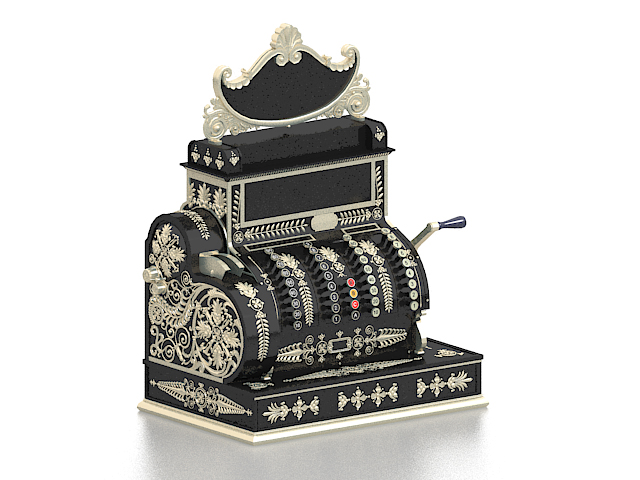 Antique check printer machine 3D Model