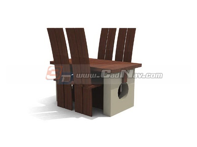 Wooden Restaurant Sets 3D Model