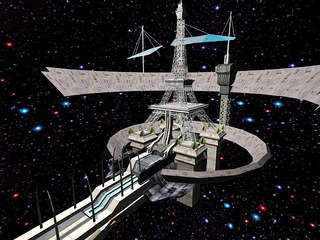 Futuristic Space Station Concept 3D Model